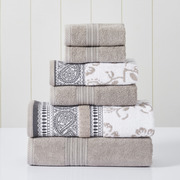 Modern Threads Modern Threads 6-Piece Yarn Dyed Jacquard/Solid towel set Ophelia Fawn 5YDJQOPE-TPE-ST